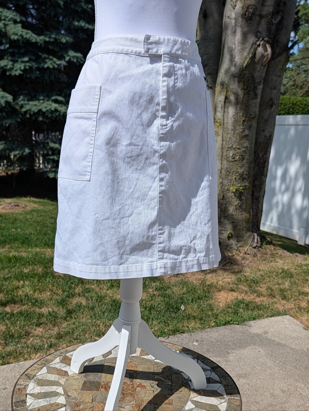 Women's Bright White New Frontier Pencil Skirt Size 14 Front Pockets Resortwear